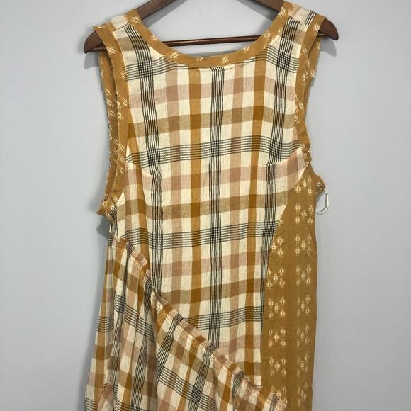 Free People No Stress Midi Dress Plaid Mixed Print in Autumn Size M - Picture 5 of 11